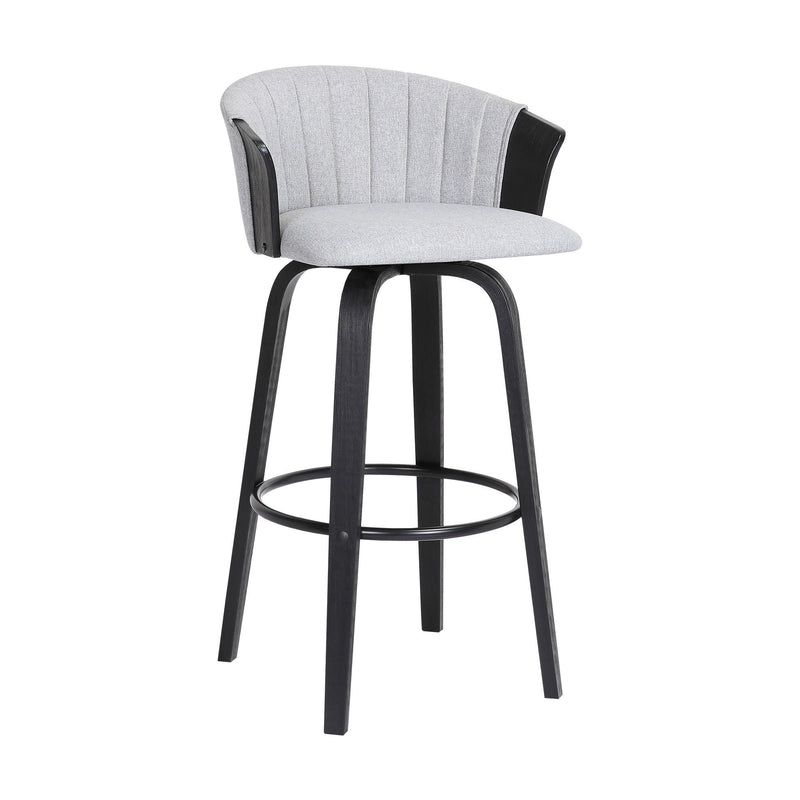 Fabric Swivel Counter Height Bar Chair - Light Gray And Black