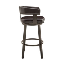 Load image into Gallery viewer, Faux Leather Swivel Low Back Counter Height Bar Chair - Chocolate And Gray
