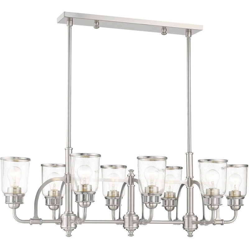 21'' Eight Light Dimmable Chandelier With Shades - Nickel