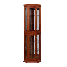 Load image into Gallery viewer, Corner Curio Cabinet With Lights, Adjustable Tempered Glass Shelves, Mirrored Back, Display Cabinet (E26 Light Bulb Not Included)

