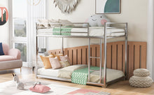 Load image into Gallery viewer, Twin over Twin Metal Bunk Bed, Low Bunk Bed with Ladder,Silver(OLD SKU:WF282465AAN)
