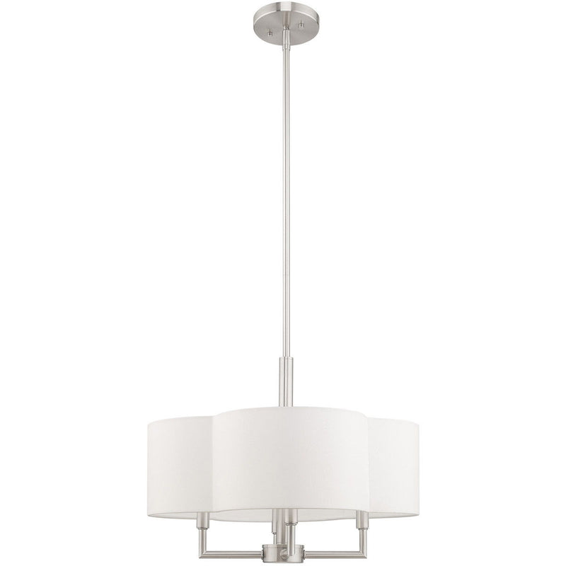 17" Four Light Dimmable Chandelier With Shades - Nickel