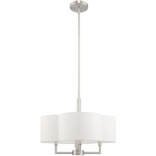 Load image into Gallery viewer, 17" Four Light Dimmable Chandelier With Shades - Nickel
