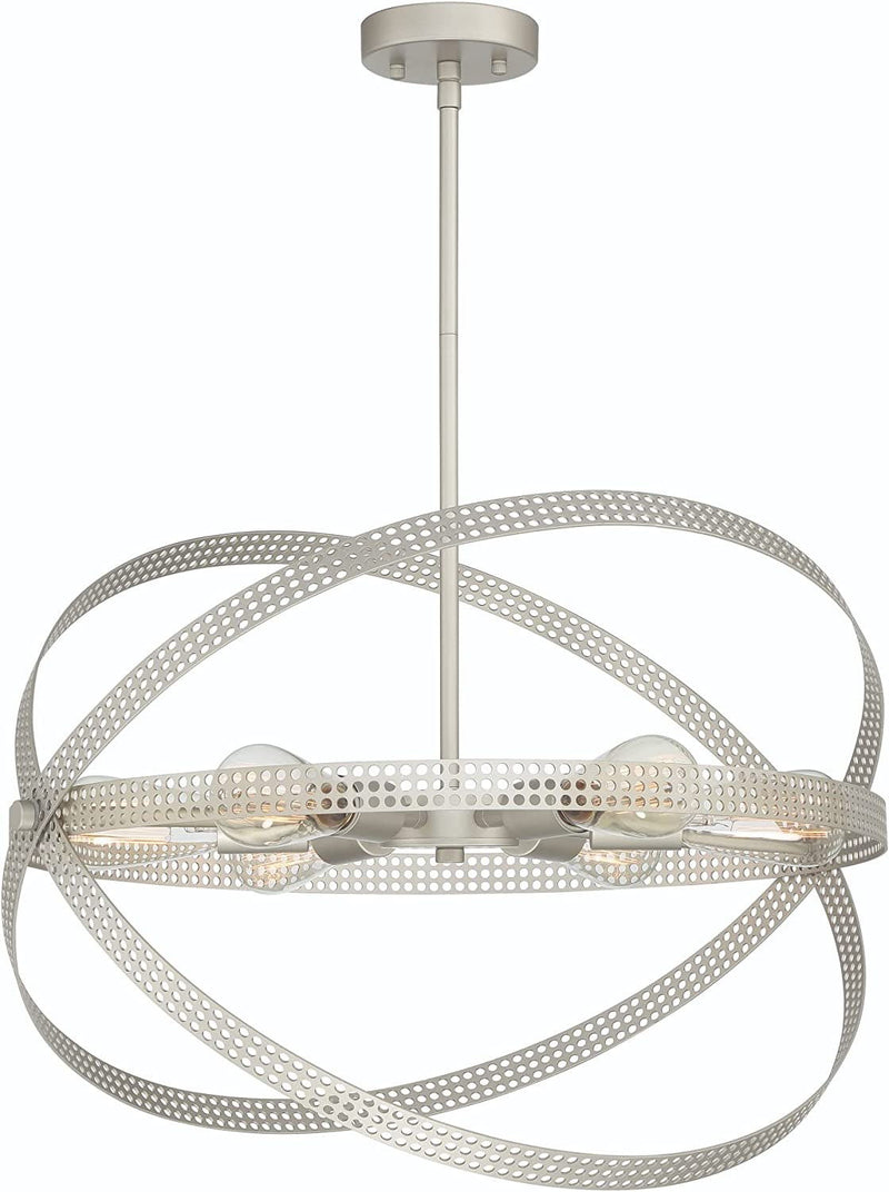 Kitchen Island Six Light Metal Dimmable Chandelier - Silver