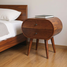 Load image into Gallery viewer, 24" Solid Wood Oval Two Drawer Nightstand - Chestnut
