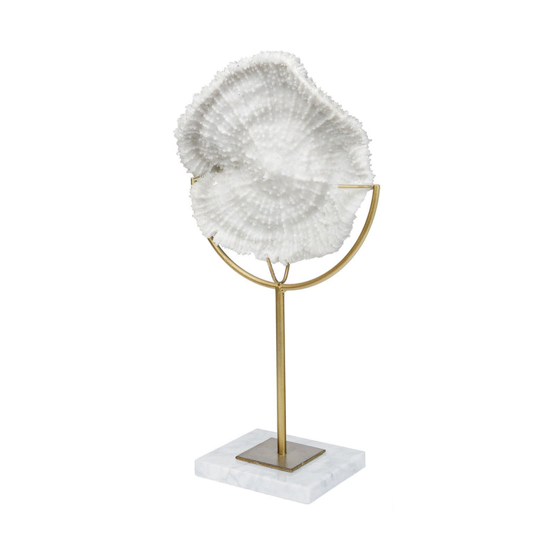 Coastal Tabletop Sculpture - Antiqued Gold / White
