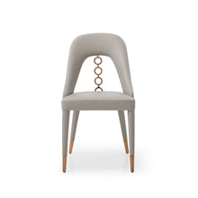 Load image into Gallery viewer, Faux Leather Dining Side Chairs With Rose Accents (Set of 2) - Light Gray
