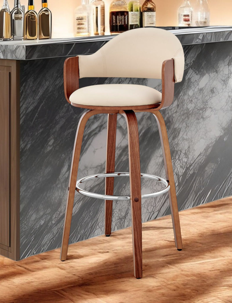 Swivel Low Back Bar Height Bar Chair - Cream And Brown