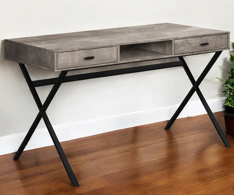 47" Computer Desk With Two Drawers - Taupe And Black