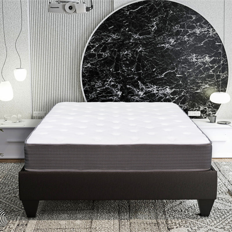 8" Pocket Spring Hybrid Bed In A Box Mattress, Soft Gel Memory Foam - Gray / White - Full