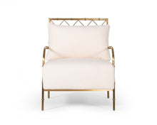 Load image into Gallery viewer, Stylish Velvet A Frame Accent Chair - White / Gold
