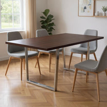 Load image into Gallery viewer, 59" Solid Wood And Metal Sled Base Dining Table - Espresso
