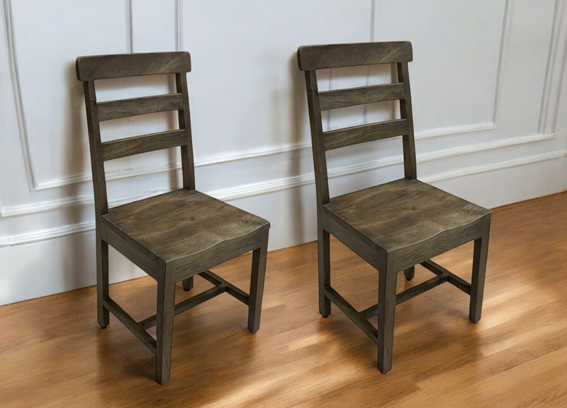Wood Ladder Back Dining Side Chairs (Set of 2) - Dark Brown