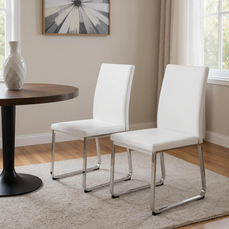 Upholstered Dining Side Chairs (Set of 2) - White