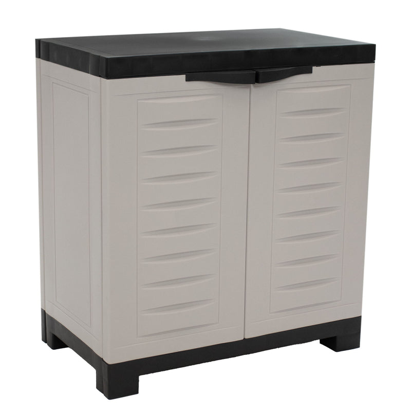 26" Heavy Duty Plastic Two Door Utility Cabinet - Black / Gray
