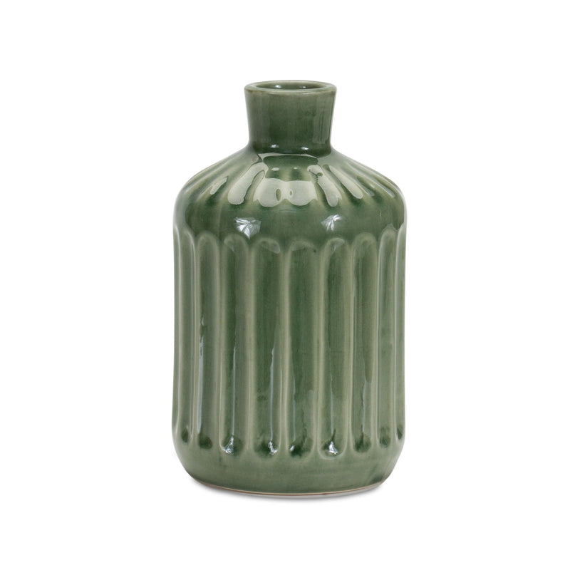 Striped Bud Table Vase - Green