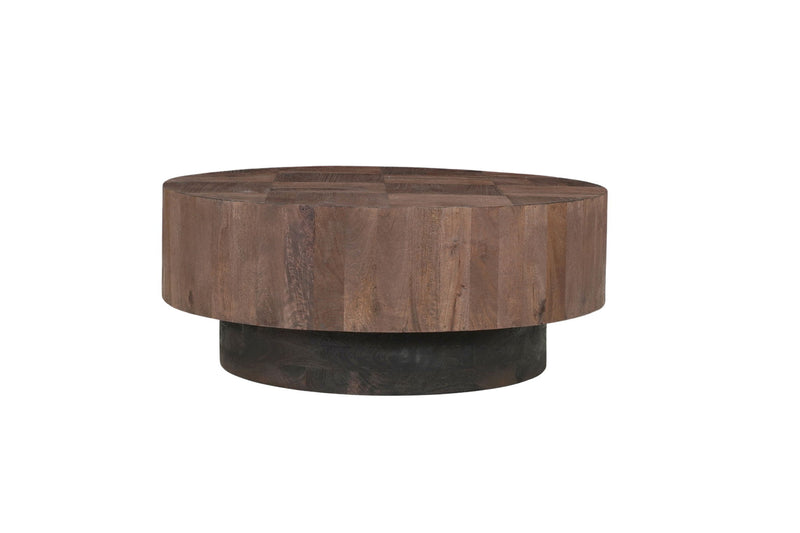 Solid Wood Round Pedestal Coffee Table - Brown