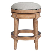 Load image into Gallery viewer, Solid Wood Swivel Backless Counter Height Bar Chair - Pearl Silver And Natural

