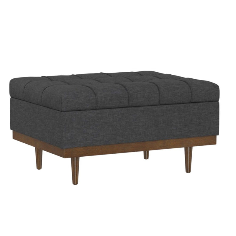34" Upholstery Storage Ottoman - Walnut / Slate Gray