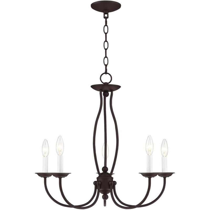 22'' Five Light Dimmable Chandelier With Shades - Bronze