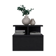 Load image into Gallery viewer, 12" One Drawer Faux Wood Floating Nightstand - Black
