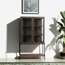 Load image into Gallery viewer, 36" Solid Wood And Metal Display Cabinet With Two Doors - Brown
