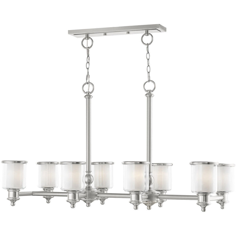 24'' Eight Light Dimmable Chandelier With Shades - Nickel
