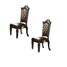 Load image into Gallery viewer, Tufted Faux Leather Solid Wood Dining Side Chairs (Set of 2) - Dark Brown / Mahogany
