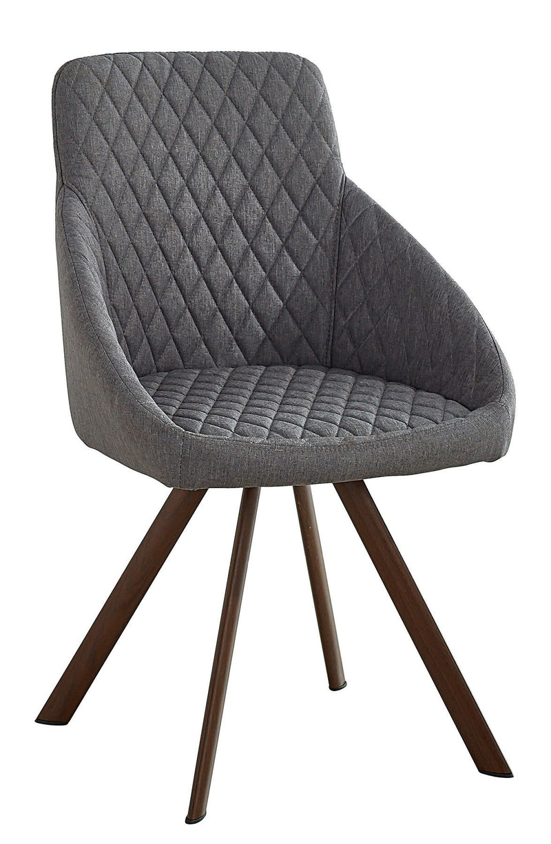 Tufted And Upholstered Fabric Dining Arm Chairs (Set of 2) - Gray