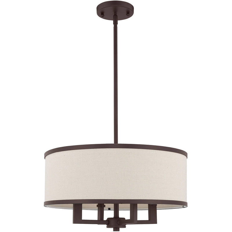 18" Four Light Metal Dimmable Chandelier With Shades - Bronze