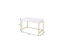 Load image into Gallery viewer, 47" White and Gold Computer Desk With Two Drawers
