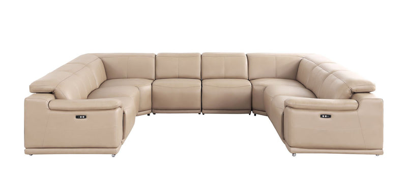 Leather Modular U Shaped Eight Piece Corner Sectional - Beige
