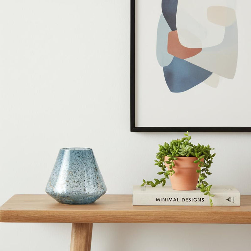 Seeded Round Table Vase - Blue