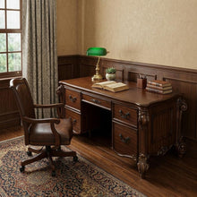 Load image into Gallery viewer, 74" Brown Executive Desk With Five Drawers
