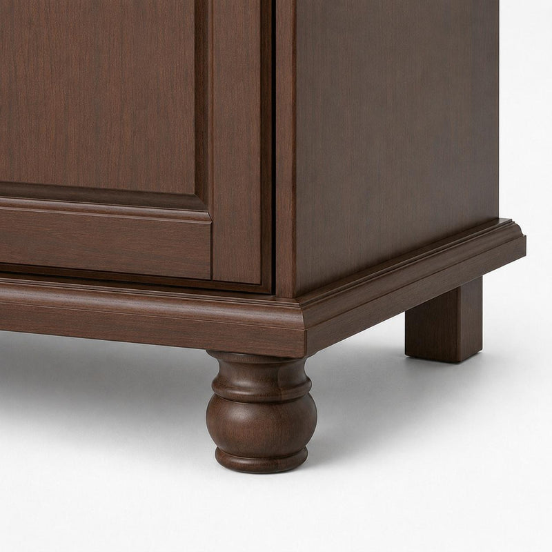 Solid Wood Mirrored Three Door Combo Dresser - Coffee