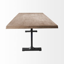 Load image into Gallery viewer, 96" Solid Wood And Metal Trestle Base Dining Table - Brown
