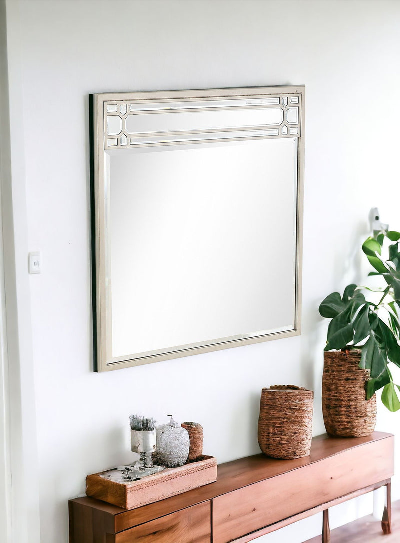 36" Square Metal Framed Accent Mirror - Champagne
