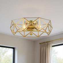 Load image into Gallery viewer, Unique Statement Four Light Metal Dimmable Flush Chandelier - Brass
