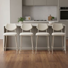 Load image into Gallery viewer, Fabric Faux Leather Counter Height Bar Chairs (Set of 4) - Light Gray
