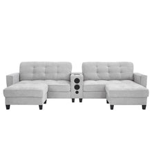Load image into Gallery viewer, Modern Sectional Sofa U-Shaped With Movable Ottomans, tooth Speakers, LED Lights And Modular Storage

