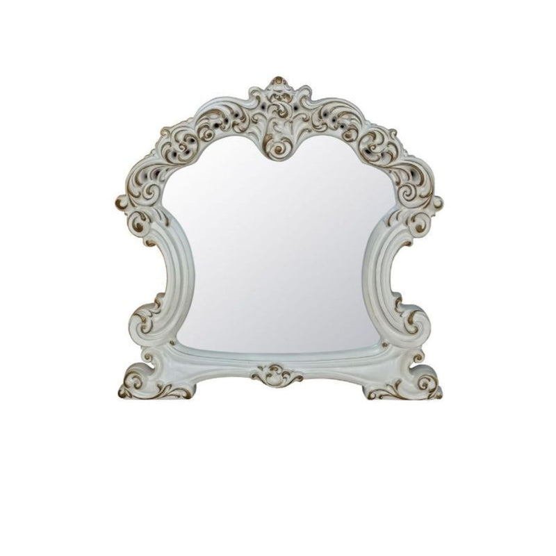 45" Abstract Framed Mounted Dresser Mirror - White