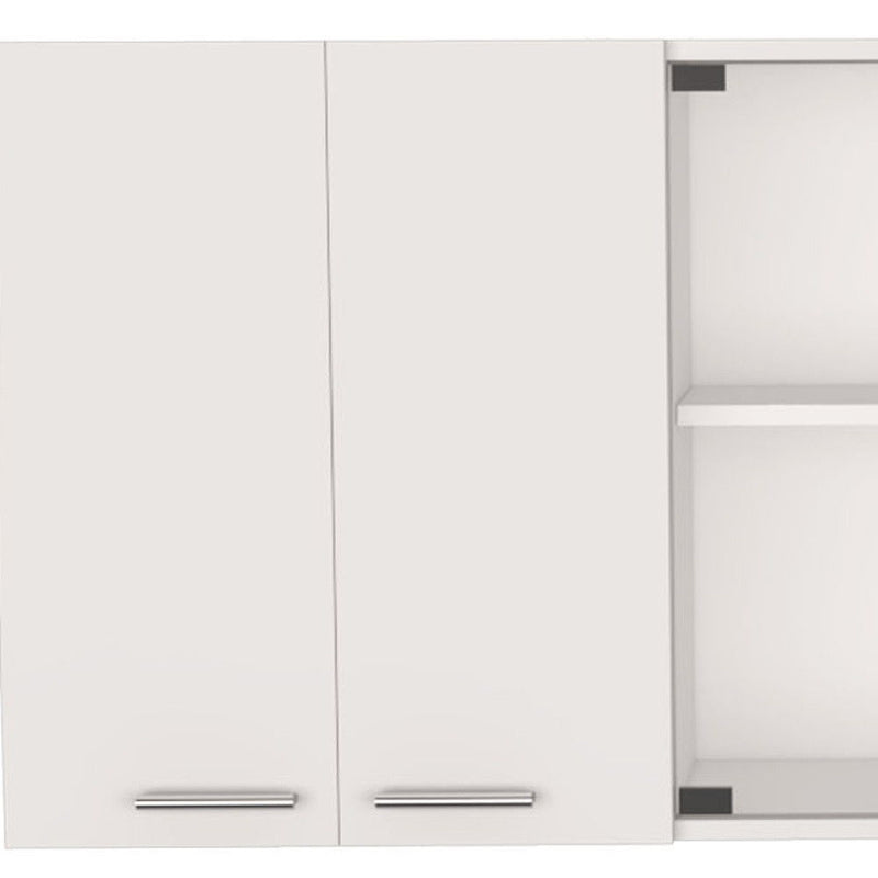 59" Wood Wall Mounted China Cabinet With Six Doors - White