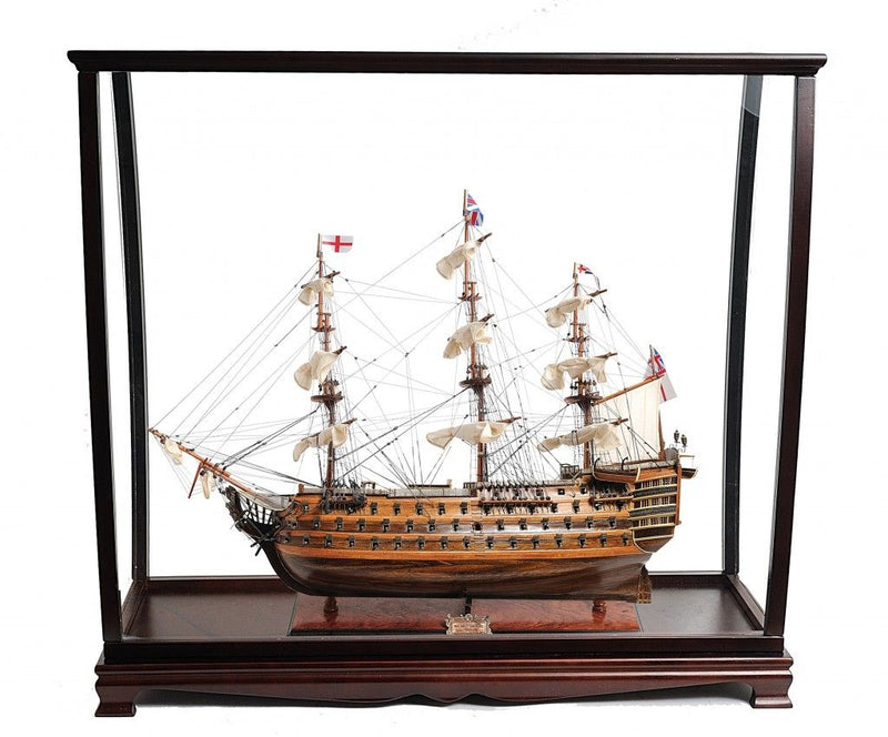 Hand Painted HMS Victory Large Table Top Display Model Boat - Brown
