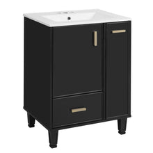 Load image into Gallery viewer, Bathroom Vanity With Sink, Deep Drawer And Pull Out Basket, Rectangular Design - Black
