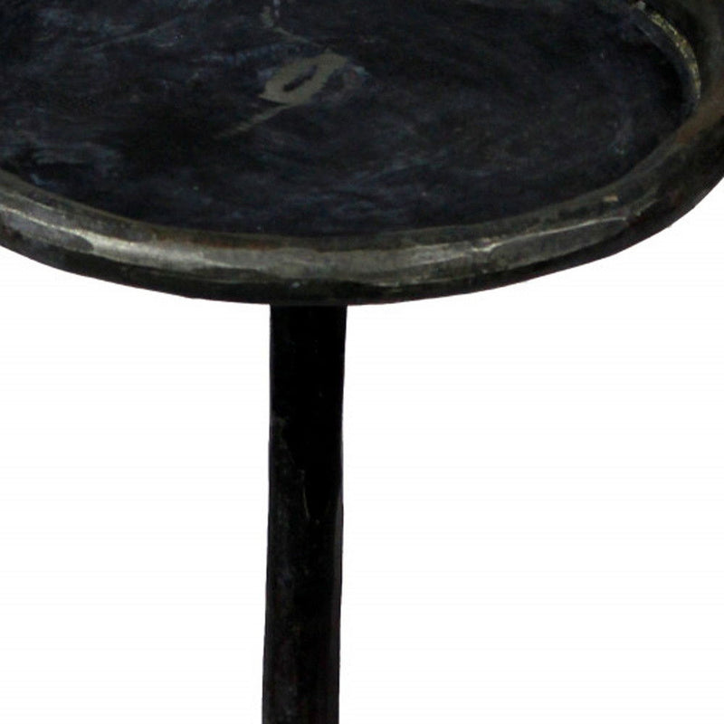 Iron Pedestal Round End Table - Black