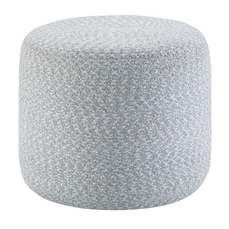 Cotton Round Pouf Ottoman - Blue