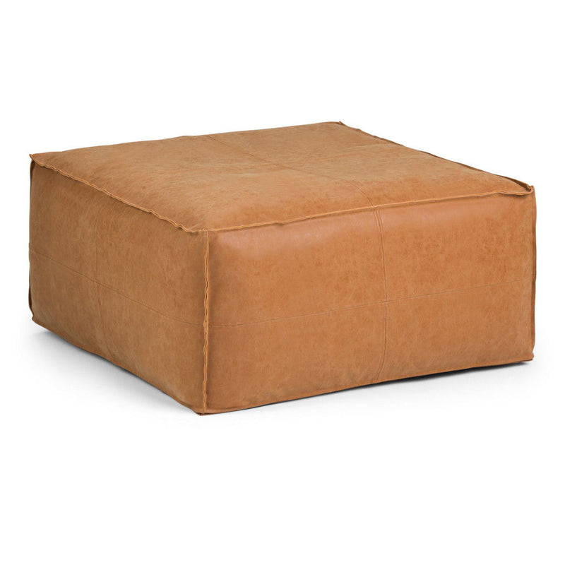 30" Faux Leather Pouf Ottoman - Brown