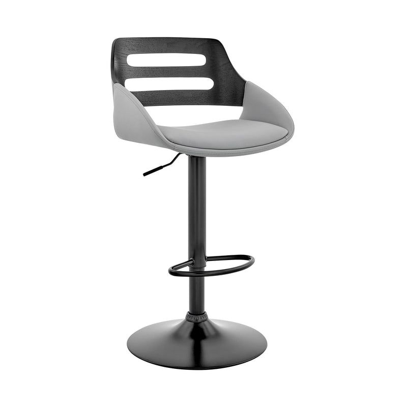 Iron Swivel Low Back Adjustable Height Bar Chair - Light Gray And Black
