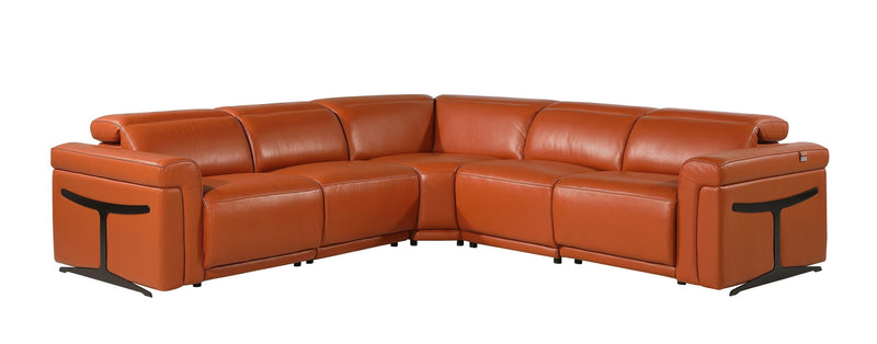 Italian Leather Modular L Shaped Five Piece Corner Sectional - Camel