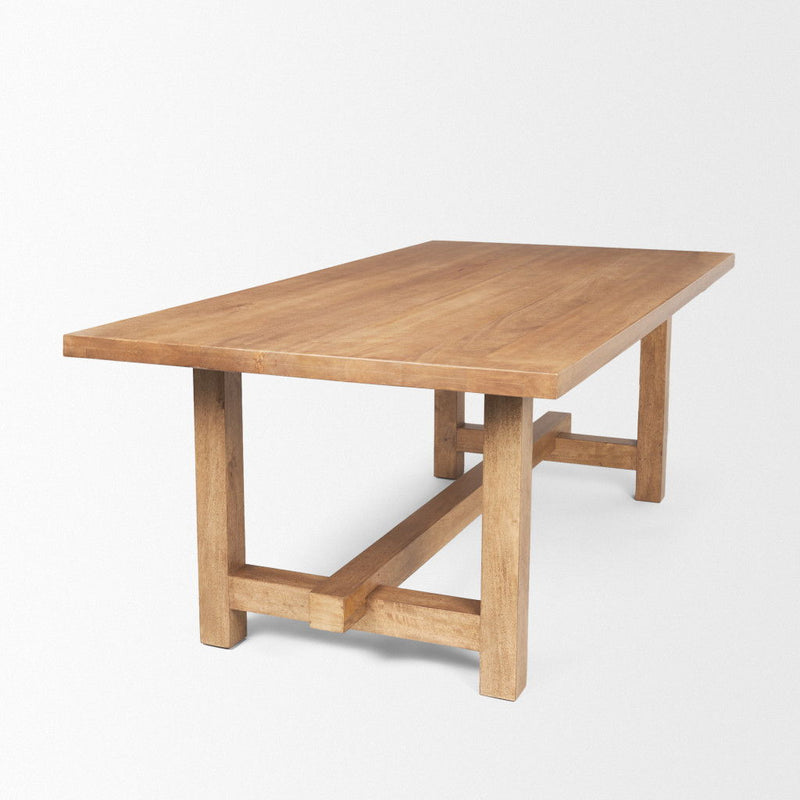 Solid Wood Trestle Base Dining Table (727889) - Brown